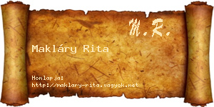 Makláry Rita névjegykártya